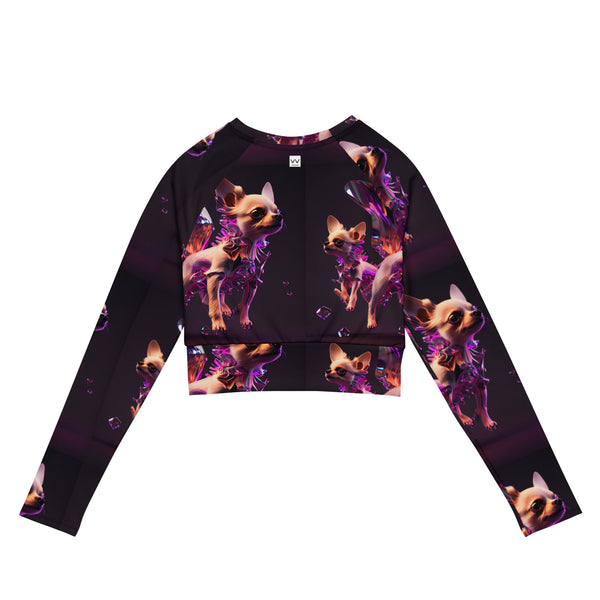 Flying Space Chihuahua recycled long-sleeve crop tee