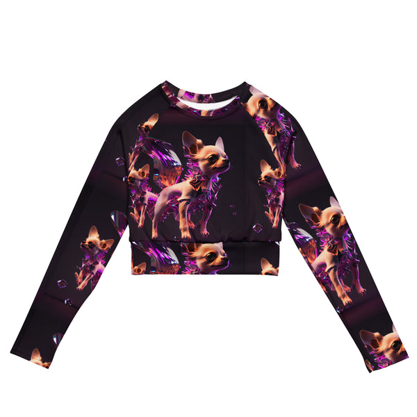 Flying Space Chihuahua recycled long-sleeve crop tee